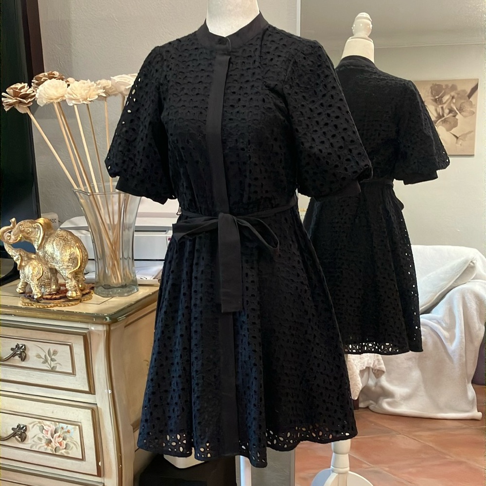 Elegant Black Eyelet Dress